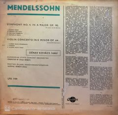 Mendelssohn*, Dénes Kovács, Hungarian State Concert Orchestra* ,Cond. Gyula Németh – Violin Concerto = Hegedűverseny / Italian Symphony = Olasz Szimfónia LP