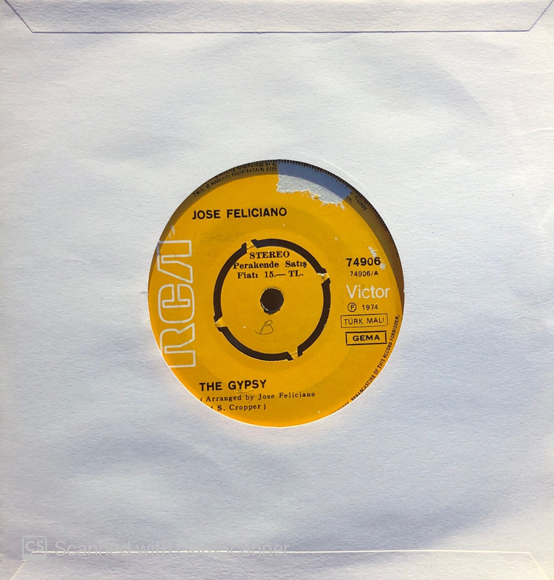 Jose Felicano - The Gypsy / I Like What You Give 45lik