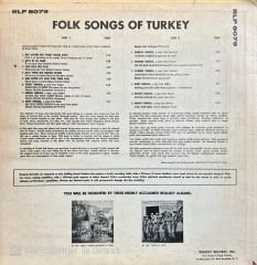 Türk Halk Müžigi = Folksongs Of Turkey LP