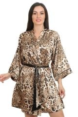 Versace Leopar Desen Saten Tek Sabahlık