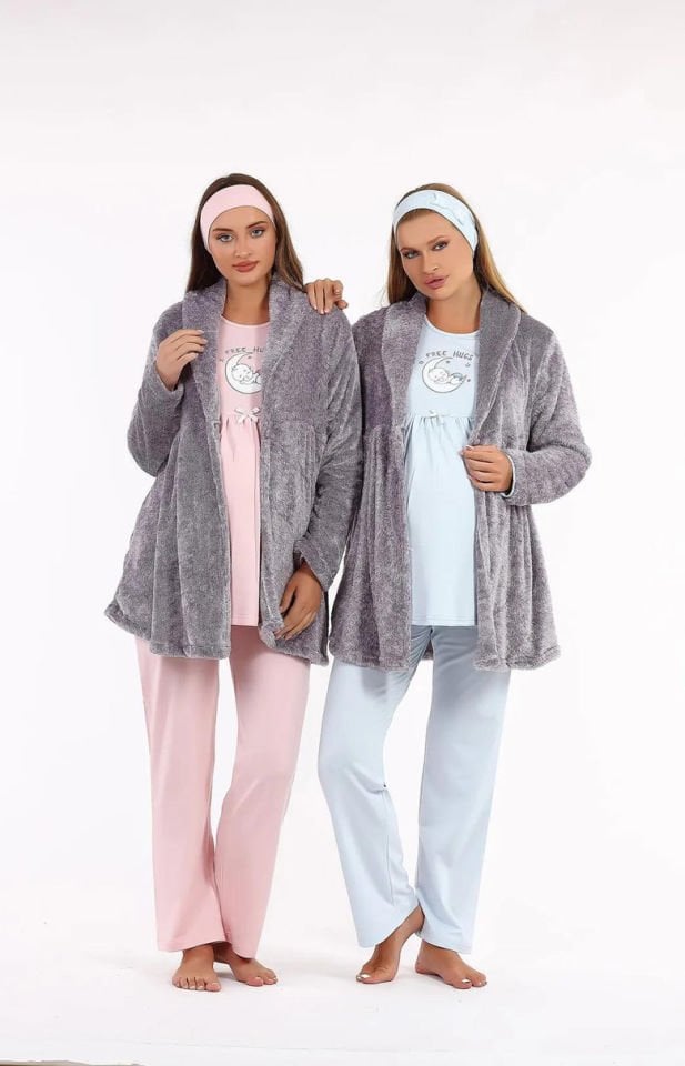 Haluk Bayram 4226 Lohusa Kışlık Sabahlık Pijama Takım