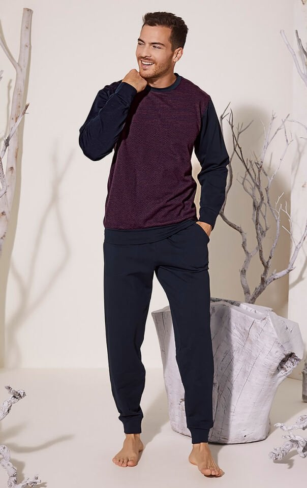 Kalın Kışlık 0 Yaka Uzun Kol Erkek Pijama