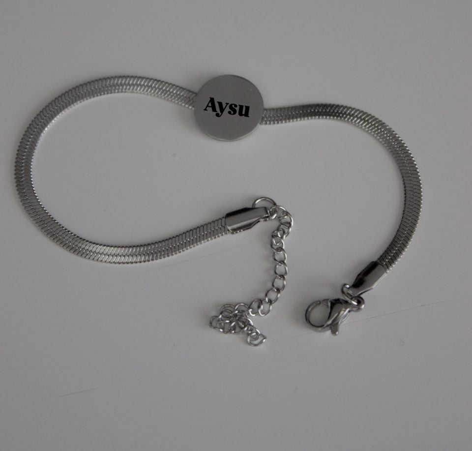 Çelik Yuvarlak Harf/İsim Çizdir Bileklik (Adet fiyatı)