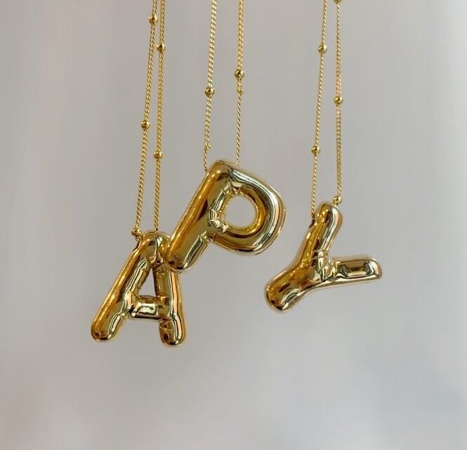 925 Ayar Gümüş Balon Harf Kolye