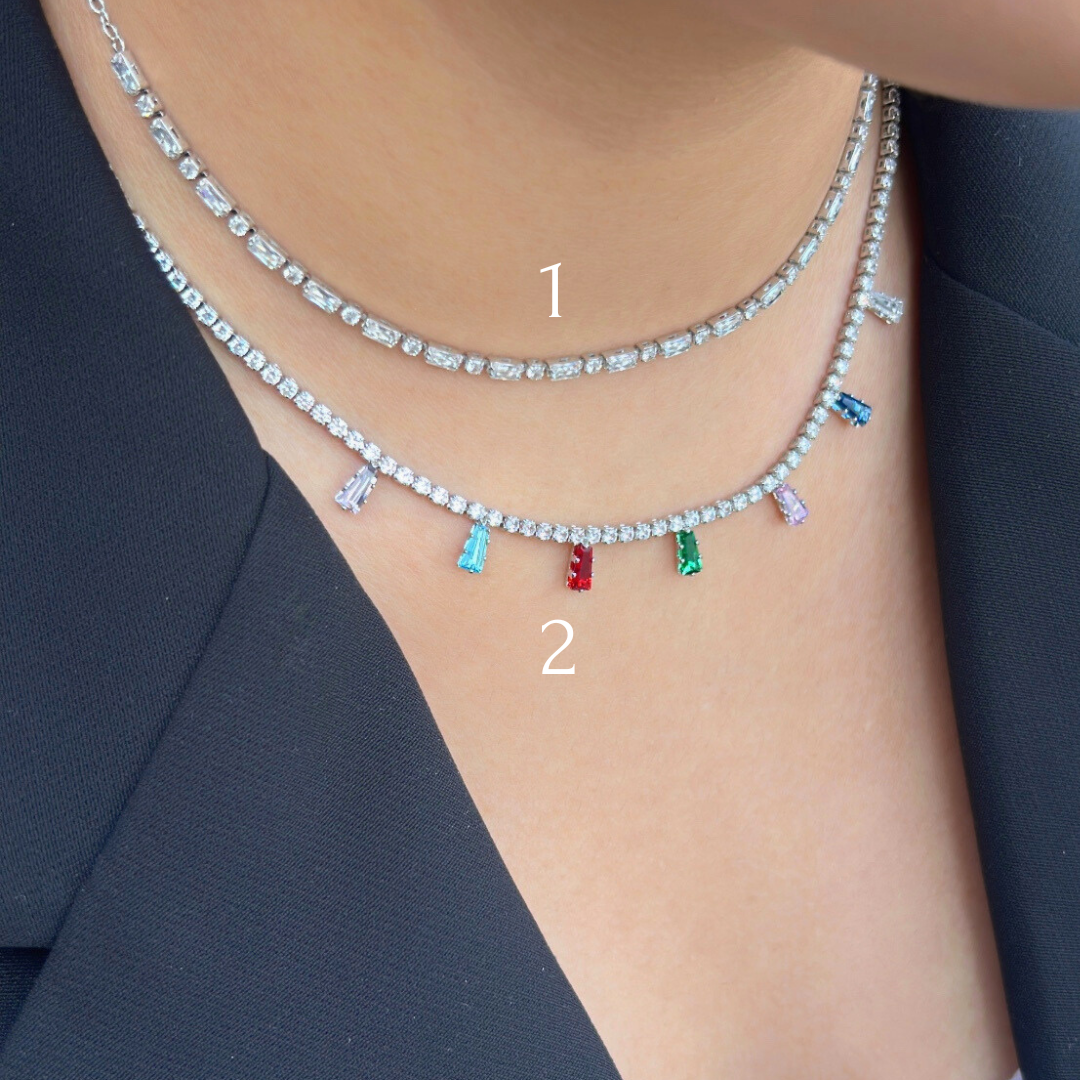 Renkli Taşlı Zarif Choker Kolye (2. Model)