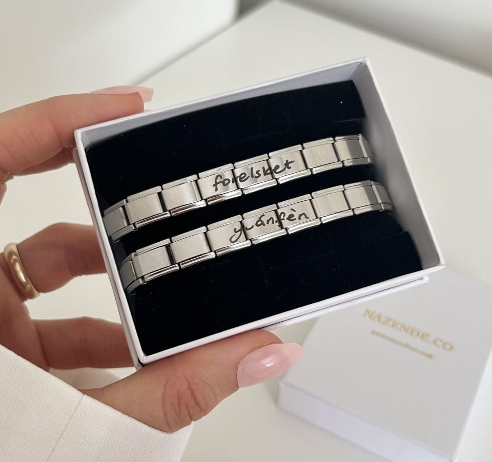 Çelik Aşk Bağı  İtalyan Charm Bileklik (kişiye özel)