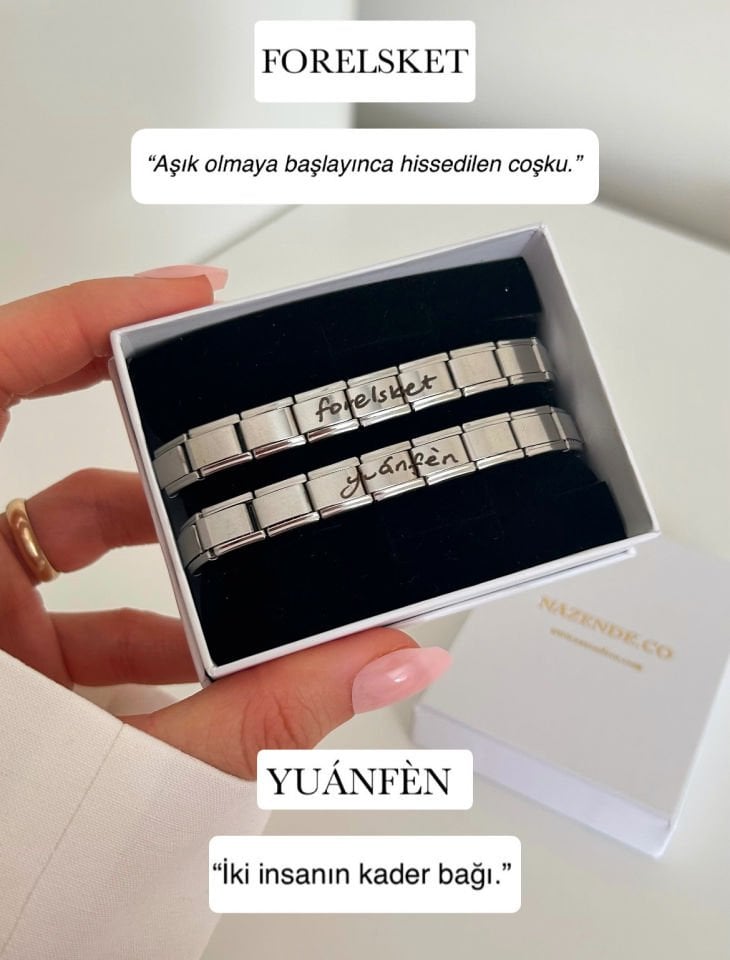 Çelik Aşk Bağı  İtalyan Charm Bileklik (kişiye özel)