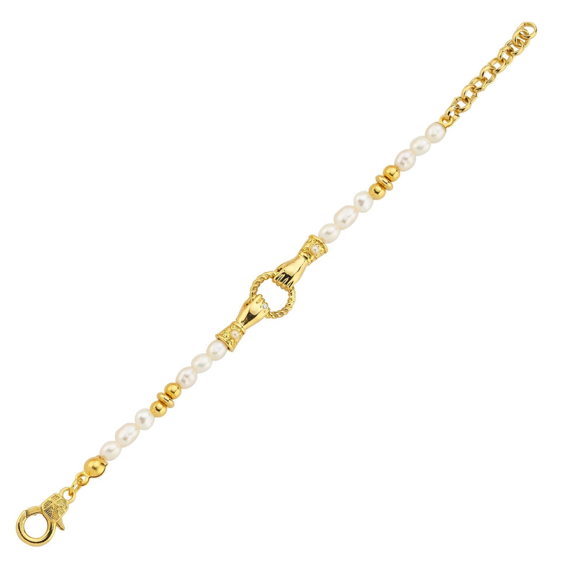 Altın Kaplama Gold  İnci Good Hands Bileklik
