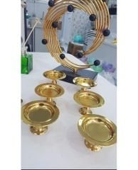 DEKORATİF GOLD KAPLAMA 6 Lİ MAKARONLUK KAHVE YANİ LOKUMLUK LUX SUNUM