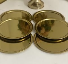 PASLANMAZ ÇELİK GOLD KAPLAMA 6 LI SUNUM TEPSİSİ YUVARLAK MODEL