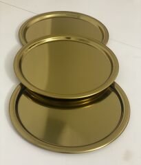 PASLANMAZ ÇELİK GOLD KAPLAMA 3 LÜ SERVİS VE SUNUM TEPSİSİ YUVARLAK MODEL