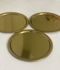 PASLANMAZ ÇELİK GOLD KAPLAMA 3 LÜ SERVİS VE SUNUM TEPSİSİ YUVARLAK MODEL