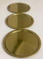 PASLANMAZ ÇELİK GOLD KAPLAMA 3 LÜ SERVİS VE SUNUM TEPSİSİ YUVARLAK MODEL