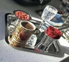 PASLANMAZ ÇELİK KARE MODEL 6 LI SERVİS VE SUNUM TEPSİSİ LÜX SUNUM