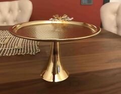 DEKORATİF GOLD KAPLAMA KELEBEKLİ KEK STANDI AYAKLI