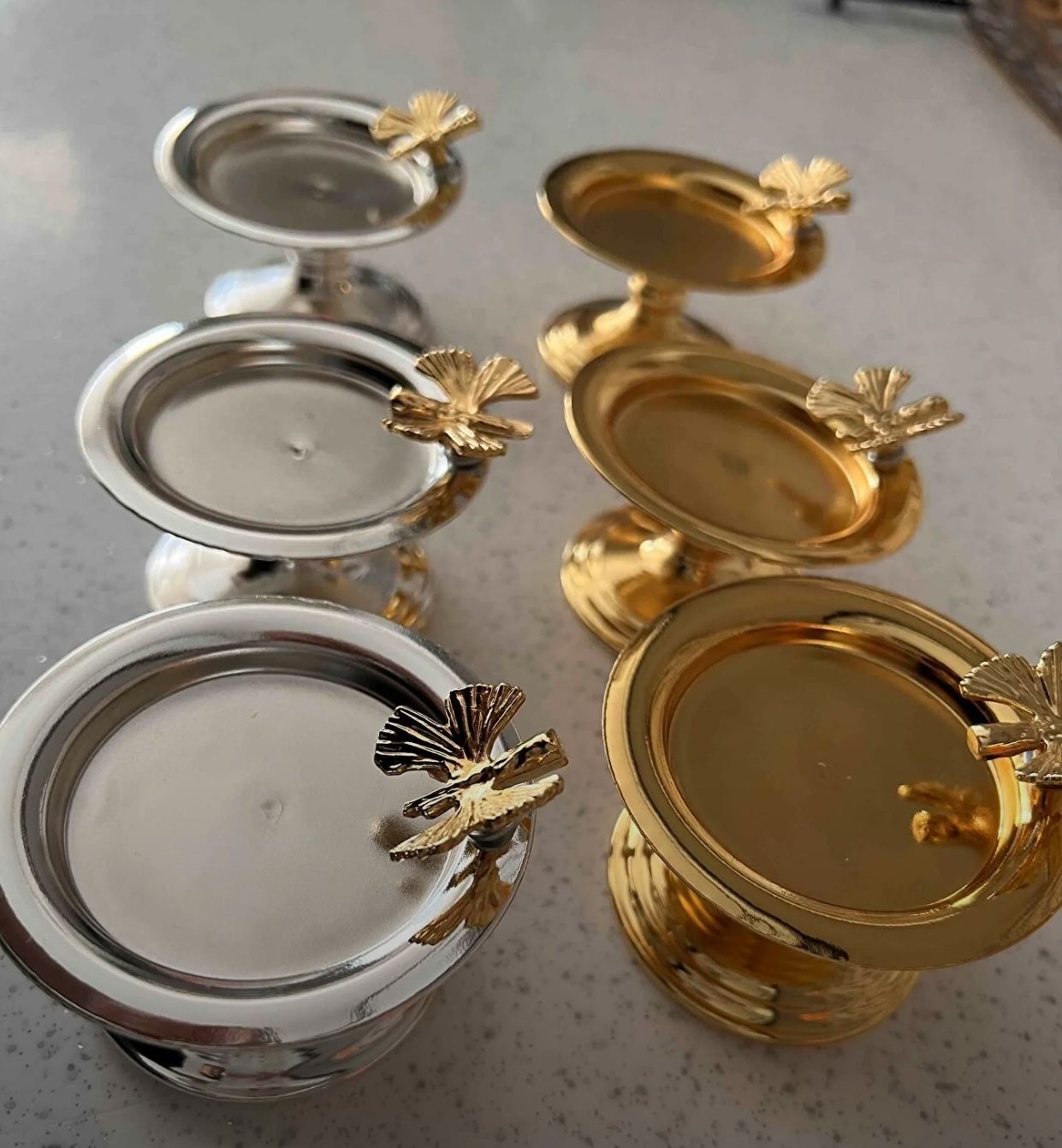 GOLD VE GÜMÜŞ RENK 6 LI KELEBEKLİ MAKARONLUK LOKUMLUK