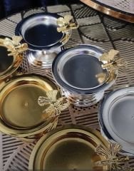 GOLD VE GÜMÜŞ RENK 6 LI KELEBEKLİ MAKARONLUK LOKUMLUK