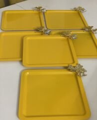 METAL YELLOW COLOR SQUARE MODEL 6-PIECE PRESENTATION TRAY WITH BUTTERFLY ACCESSORIES LUXURY