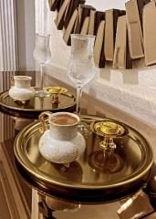 2 LI GOLD YUVARLAK MODEL SERVİS VE SUNUM TEPSİSİ LÜX