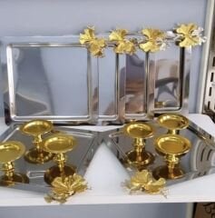 2 MODEL ÇELİK KARE TEPSİ VE GOLD MAKARONLUK
