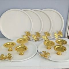2 MODEL BEYAZ SUNUM TEPSİSİ VE GOLD MAKARONLUK