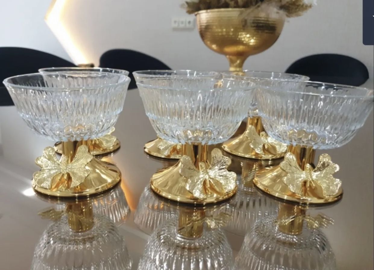 6 LI GOLD AYAKLI KAPAKSIZ KASE ŞEKERLİK KELEBEKLİ