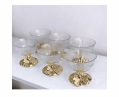 6 LI GOLD AYAKLI KAPAKSIZ KASE ŞEKERLİK KELEBEKLİ