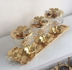 GOLD 3 LÜ ÇEREZLİK KAPAKLI SUNUMLUK