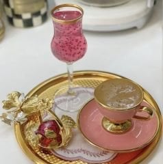 GOLD YUVARLAK KELEBEKLİ SUNUM TEPSİSİ