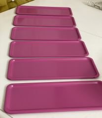PEMBE RENK DİKDÖRTGEN MODEL 6 LI SUNUM TEPSİSİ LÜX SUNUM
