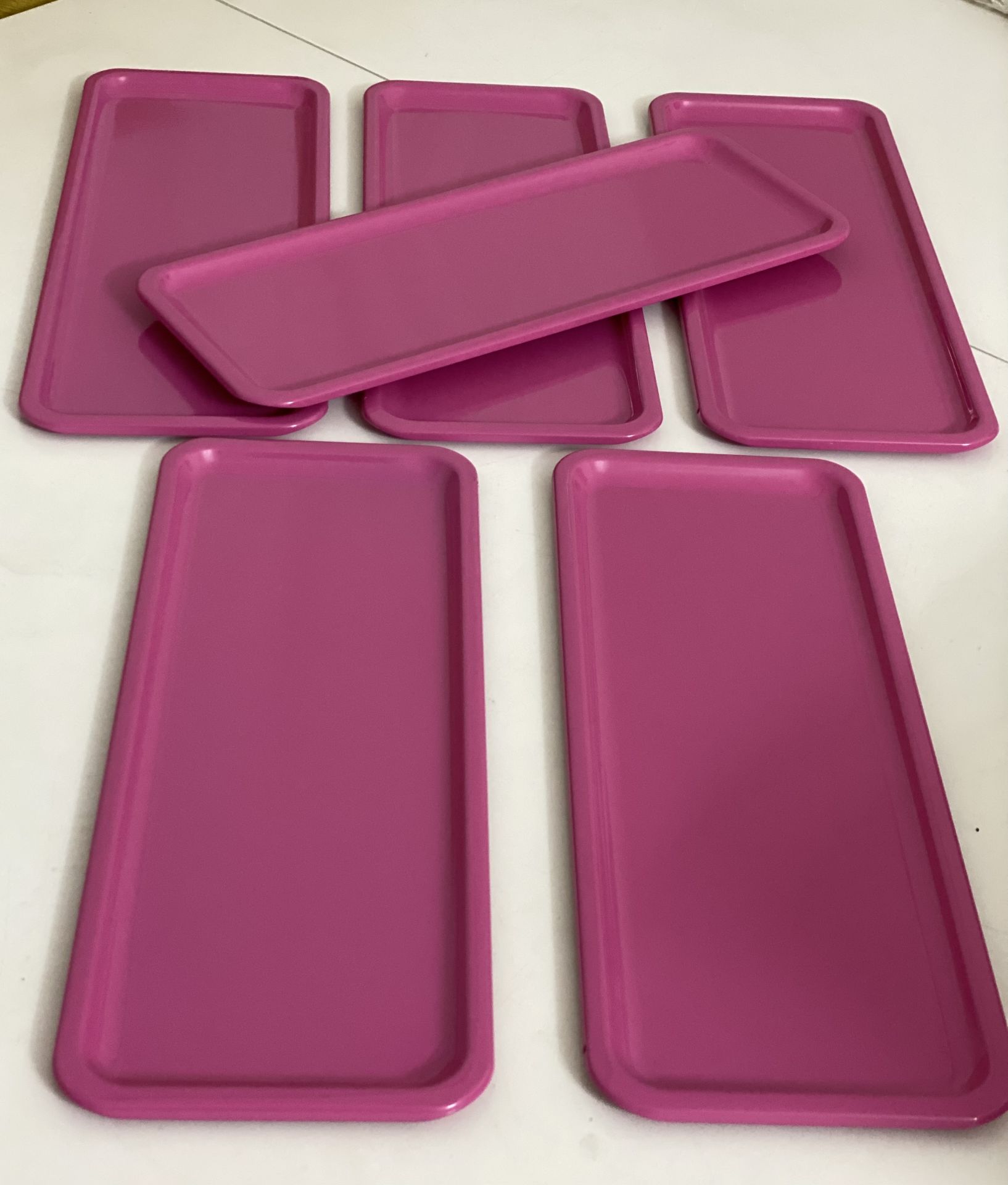 PEMBE RENK DİKDÖRTGEN MODEL 6 LI SUNUM TEPSİSİ LÜX SUNUM