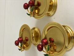 DEKORATİF GOLD RENK KİRAZ AKSESUARLI MAKARONLUK 3 ADET