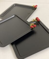 BLACK COLOR SQUARE 3-PIECE PRESENTATION TRAY WITH CHERRY ACCESSORIES