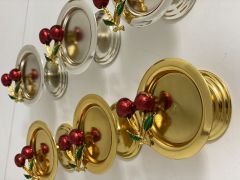 GOLD VE GÜMÜŞ RENK 6 LI KİRAZ AKSESUARLI MAKARONLUK LOKUMLUK