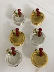 GOLD VE GÜMÜŞ RENK 6 LI KİRAZ AKSESUARLI MAKARONLUK LOKUMLUK