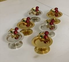 GOLD VE GÜMÜŞ RENK 6 LI KİRAZ AKSESUARLI MAKARONLUK LOKUMLUK