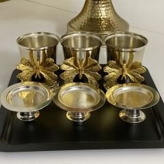 3 LÜ GÜMÜŞ RENK GÜL KOVASI VE GÜMÜŞ MAKARONLUK
