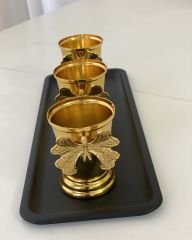 GOLD RENK 3 LÜ KELEBEKLİ GÜL KOVASI