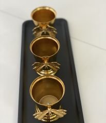 GOLD RENK 3 LÜ KELEBEKLİ GÜL KOVASI