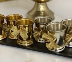 GOLD VE GÜMÜŞ 6 LI KELEBEKLİ GÜL KOVASI