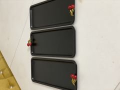 SİYAH RENK BATON MODEL 3 LÜ KİRAZ AKSESUARLI SUNUM TEPSİSİ
