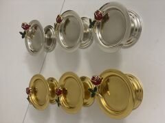 GOLD VE GÜMÜŞ 6 LI MAKARONLUK GÜL AKSESUARLI LOKUMLUK