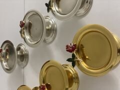 GOLD VE GÜMÜŞ 6 LI MAKARONLUK GÜL AKSESUARLI LOKUMLUK