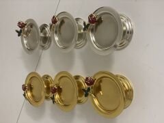 GOLD VE GÜMÜŞ 6 LI MAKARONLUK GÜL AKSESUARLI LOKUMLUK