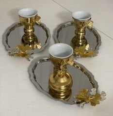 PASLANMAZ ÇELİK 6 LI OVAL ORTA BOY KELEBEKLİ SUNUM TEPSİSİ İKRAMLIK TEPSİ