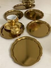 GOLD KAPLAMA OVAL MODEL 6 LI SERVİS VE SUNUM TEPSİSİ 15*21 cm