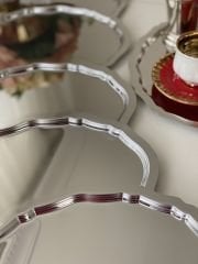 PASLANMAZ ÇELİK OVAL MODEL 6 LI SERVİS VE SUNUM TEPSİSİ 20*25 CM