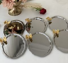 PASLANMAZ ÇELİK OVAL 6 LI KELEBEK AKSESUARLI SERVİS VE SUNUM TEPSİSİ