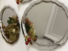 20*25 CM ÇELİK OVAL MODEL 6 ADET SERVİS VE SUNUM TEPSİSİ KİRAZLI