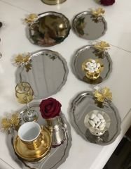 KÜÇÜK VE BÜYÜK ÇELİK OVAL SUNUM TEPSİSİ KELEBEKLİ 6 ADET